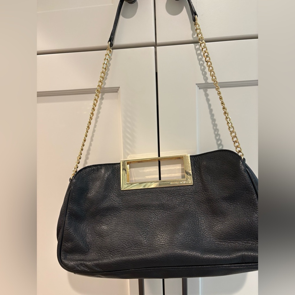 Michael Kors Black Shoulder Bag with Gold Accents